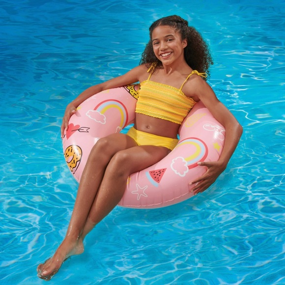 Pink Sweets Inflatable Swim Tube Pool Float, For Kids + Adults up to 175lbs - Picture 2 of 3